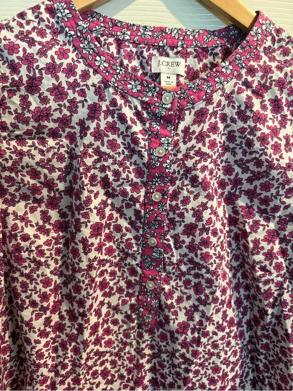 J. Crew Magenta Floral Long Sleeve Top - Image 7