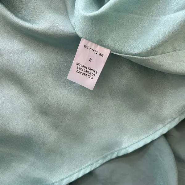 THML NWT Teal Smocked Tiered Mini Dress Long Sleeve‎ Boho Seafoam Size Small - Image 9