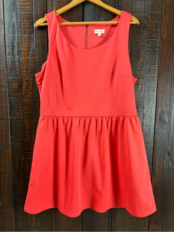 Maison Jules Deep Coral Fit & Flare Summer Dress with Pockets - Image 6