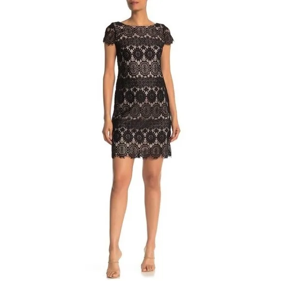 Eliza J Sheath Dress Womens 8 Navy Lace Wedding Guest Formal Feminine Romantic - Image 2