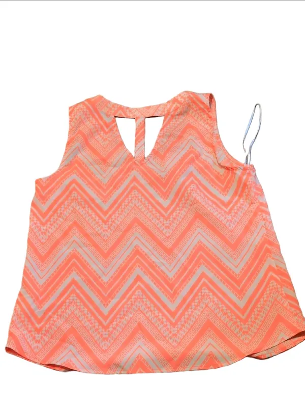 Skies Are Blue Neon Coral Aztec Print Tank Blouse Size Medium - Image 5