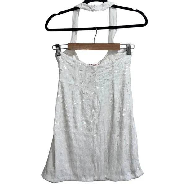 NEW NWOT Show Me Your Mumu Samba Halter Sequin Mini Dress In White - Image 8