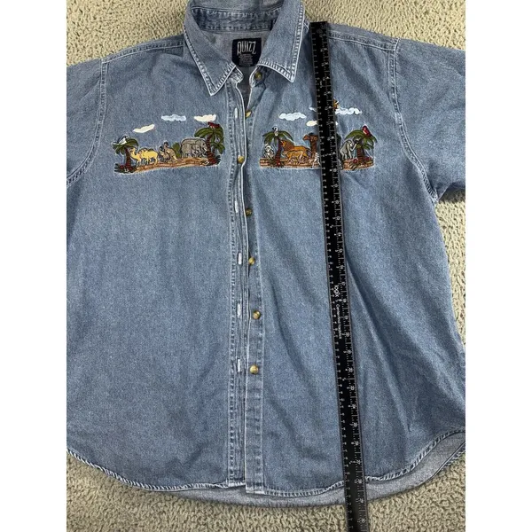 Vintage Quizz‎ Noahs Arc Shirt Women 20 Blue Jean Denim Button Up - Image 4