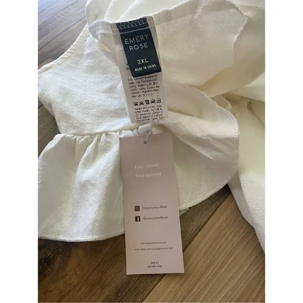 NWT EMERY ROSE Solid Ruffle 100% Cotton Trim Blouse 2XL Size undefined - Image 7