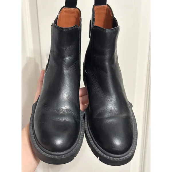 Coach Lyden Black Leather Booties Lug Sole Chelsea Ankle Boot Minimalist Utility - Image 4