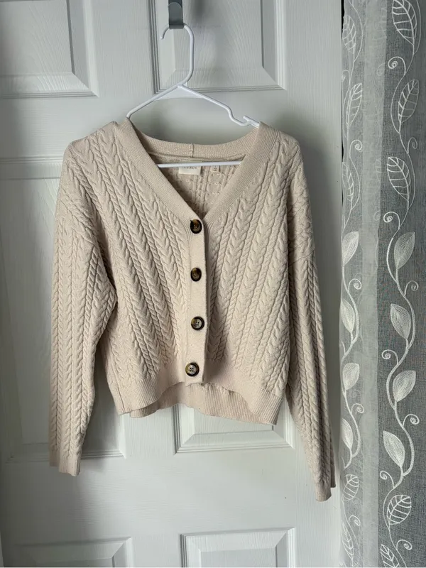 Cyrus Cable Knit Button-Front Women's Cardigan Sweater size L - Image 6