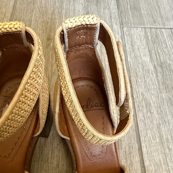 Zodiac IDA Woven‎ Raffia Block Heel Sandals Beige Ankle Strap SZ 8 - Image 5