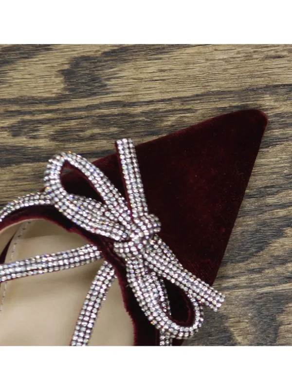 NWT A New Day Gwen Rhinestone Bow Velvet Mule Heels 94656737 Burgundy Red 7M - Image 11