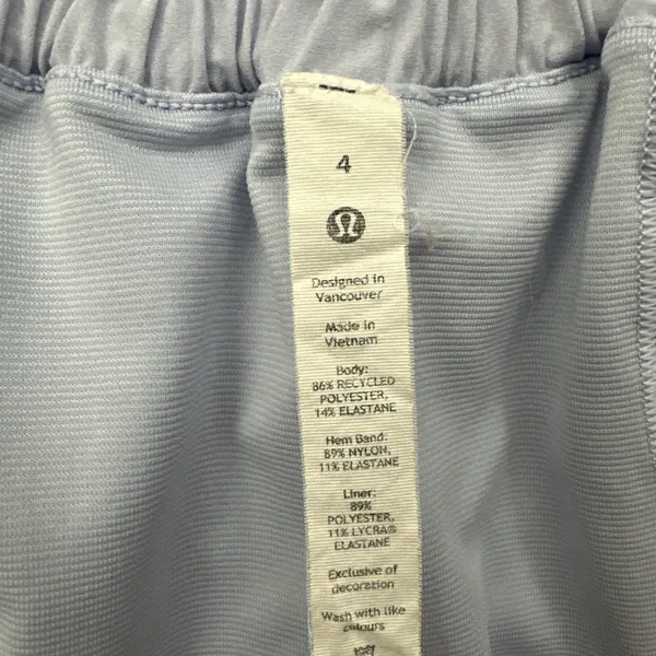 Lululemon Hotty Hot Shorts High Rise 4" Blue Linen Athletic Athleisure Women's 4 - Image 5