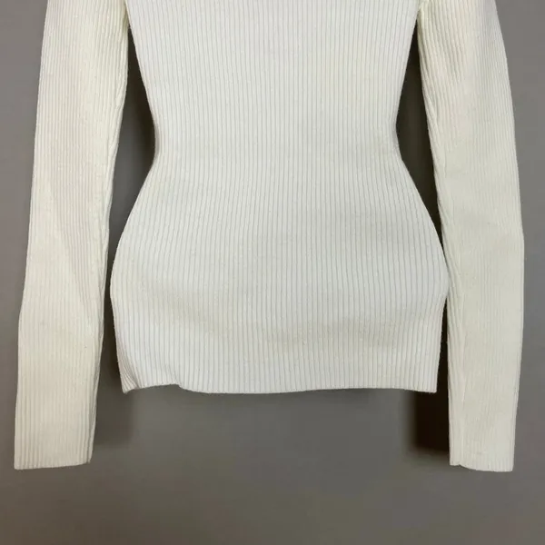 French Connection Turtleneck Sweater Ribbed Knit Women‎ XS Cream White Simple - Image 6