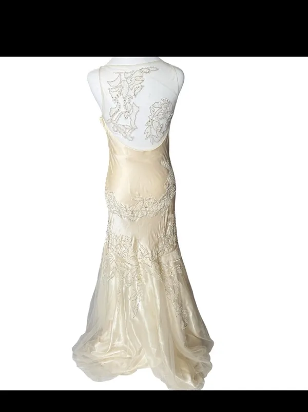 VTG Sue Wong Nocturne Silk Beaded Mermaid Wedding Dress Ivory Gown Sequin formal - Image 2