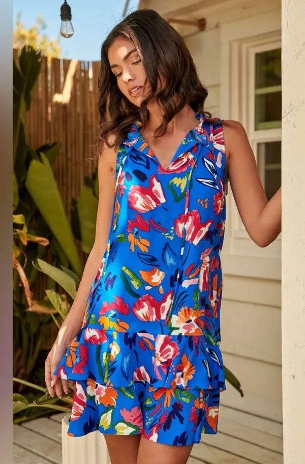 SugarLips Esby Floral Graceland Ruffle Trim Mini Dress - Image 3