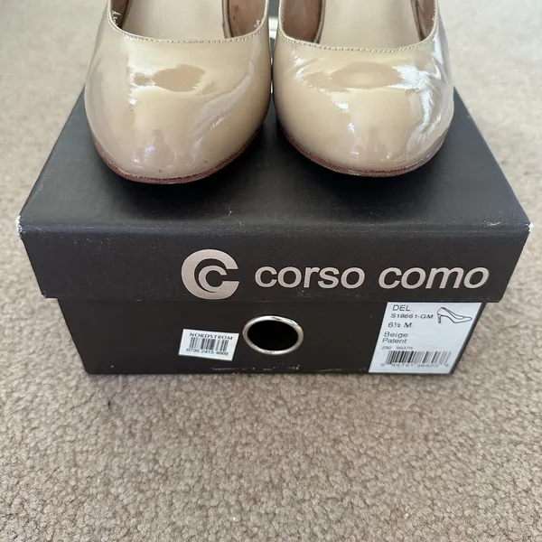 Corso Como Del Heel Pump Tan Nude Beige Patent Leather Women’s US 6.5 Repaired - Image 6