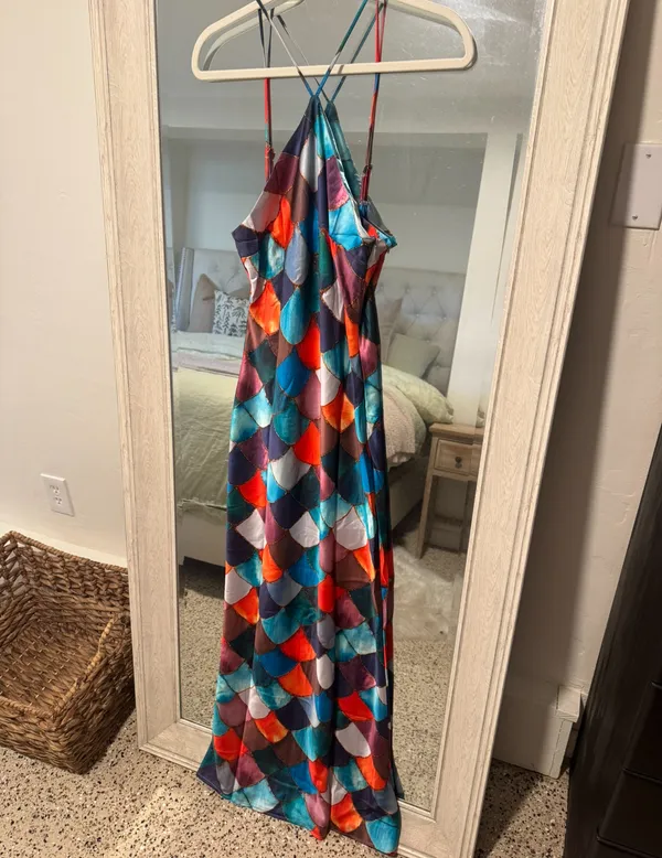 Halter Satin Rainbow Dress Multiple - Image 4