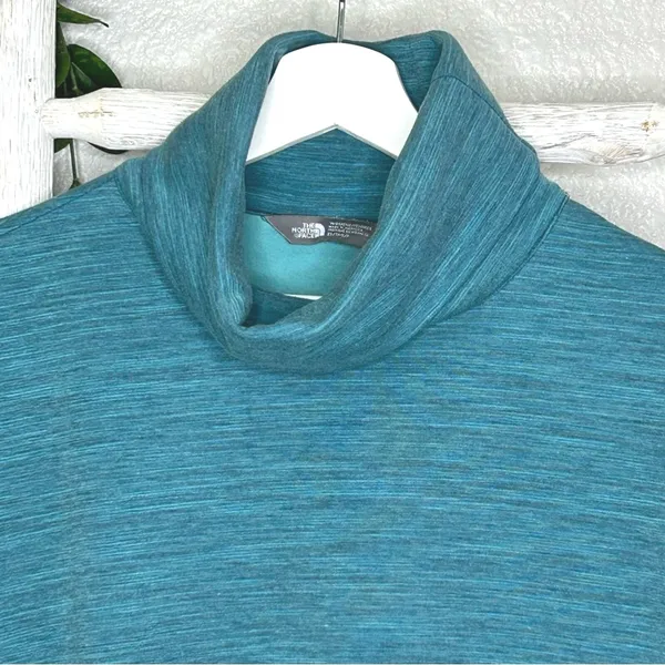 The North Face Womens Pullover Tunic Sweatshirt Teal‎ Blue Funnel Neck XS - Image 4