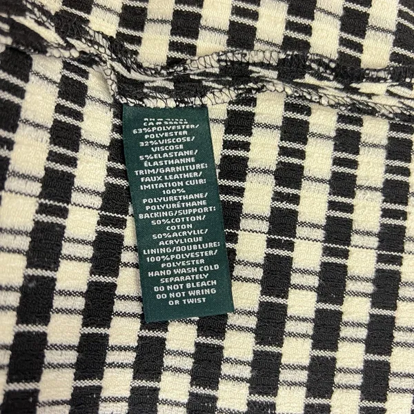 Lauren Ralph Lauren Houndstooth Faux Wrap Dress 4 Black White leather trim - Image 10