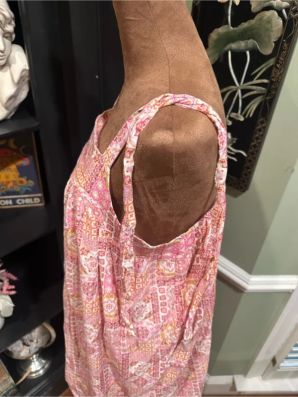 Savanna Jane Pink Multi‑Floral Patchwork Mini Dress – Size Medium White - Image 7
