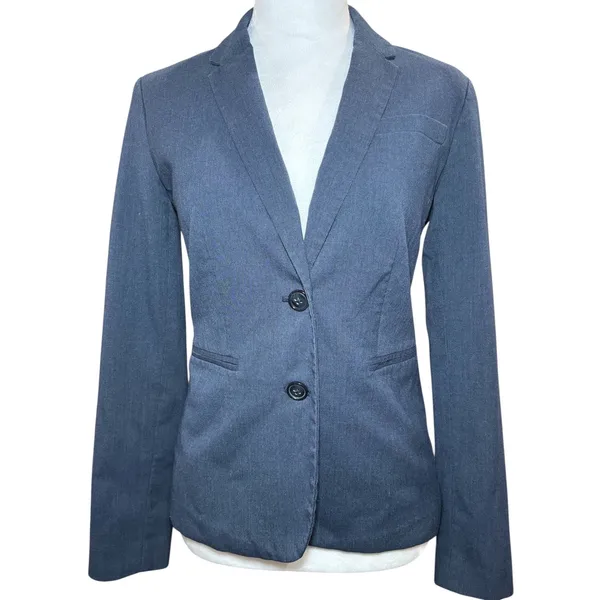 Banana Republic‎ Navy Blue 2-button Blazer Jacket 0 Lined Cuff Interview Office - Image 2
