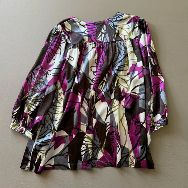 Y2K Early 2000s One World Abstract Floral Loose Blouse - Image 2