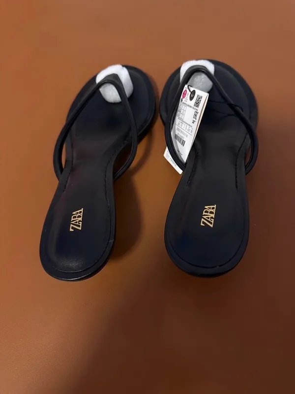 Women’s Black Thong Kitten Heel Sandals – Sleek Low Heel Flip Flop Mules - Image 2