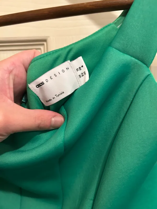 ASOS Design Green Mini off the shoulder dress - size 6 - Image 2