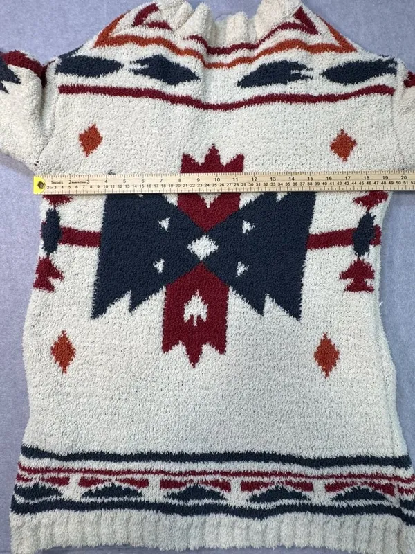 Blue Rain Aztec Southwestern Print Open Front Fuzzy Sherpa Cardigan Sweater - Image 5