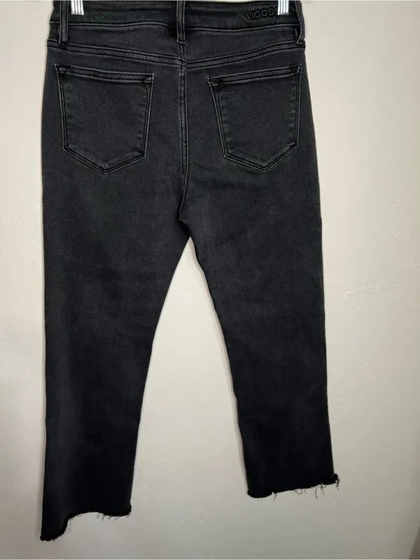 Vigoss Marley Crop Boot Washed Black Raw Hem‎ Stretch Jeans - Image 6