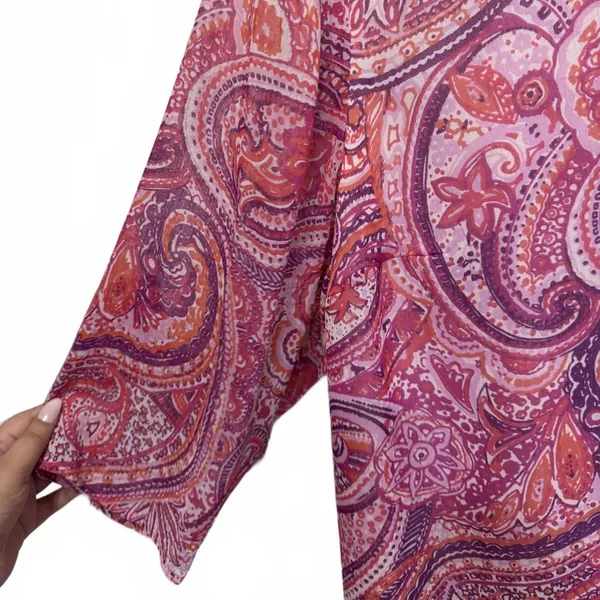 Liz Claiborne Pink and Purple Paisley Print Blouse Plus Size 2X - Image 3