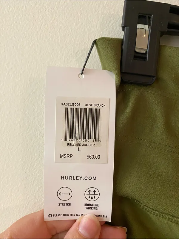 Hurley Olive Green High-Waist Track Joggers with Drawstring - Image 5