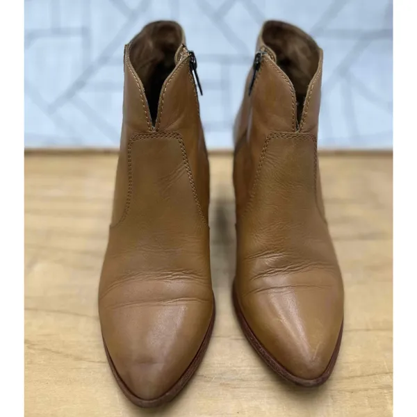 Frye Jennifer Leather Ankle Booties Brown Zipper Heeled Womens Size 7‎ READ - Image 4