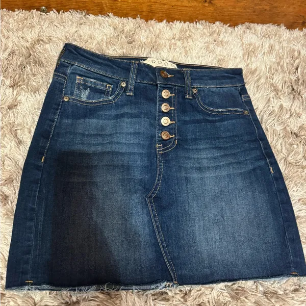 Altar'd State Dark Blue Denim Skirt with Lace Label - Image 2