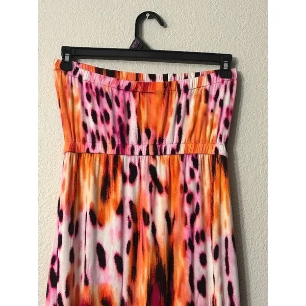 Apt. 9 Pink Orange Abstract Animal Print‎ Strapless Maxi Dress Tropical Medium - Image 11
