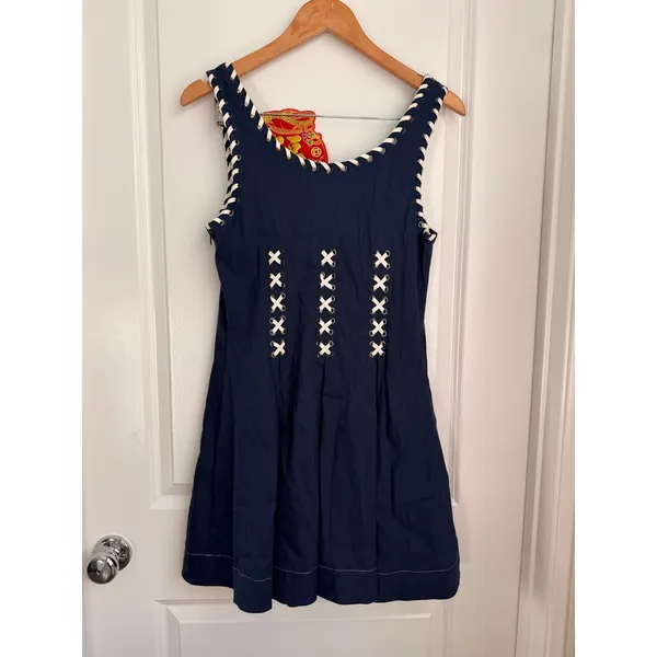 Simkhai NEW Londen Lace-Up Tank Mini Dress‎ Midnight Large Jonathan Simkhai - Image 5