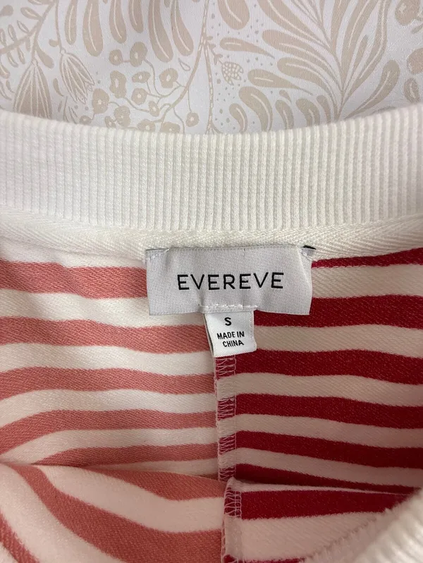 Evereve Red and Pink Tyra Striped Pullover Sweatshirt - Size - Small - Image 4