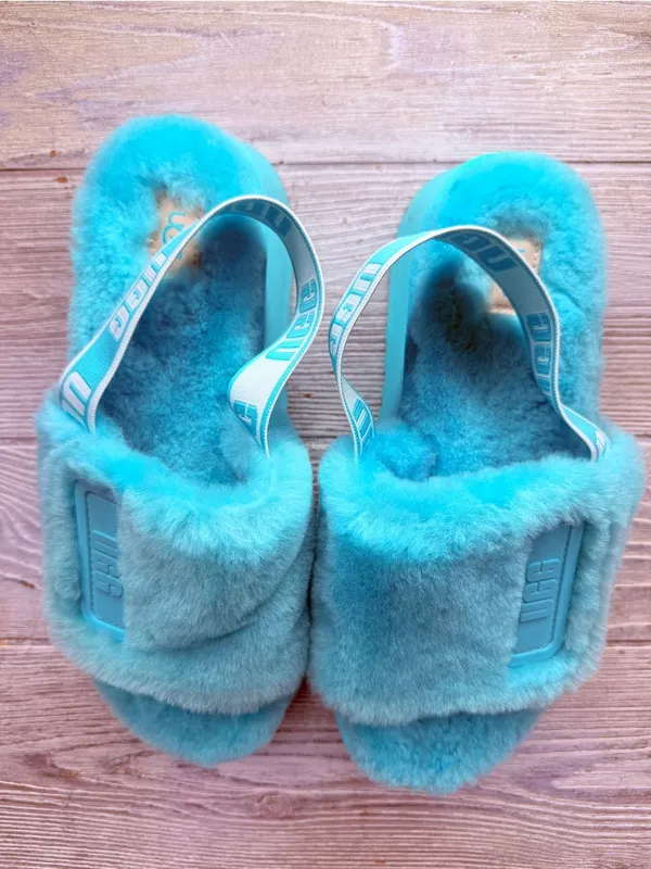 UGG Women's Disco Platform Slide Tide Pool 9 fluffy wool sandals shoes slip on - Image 9