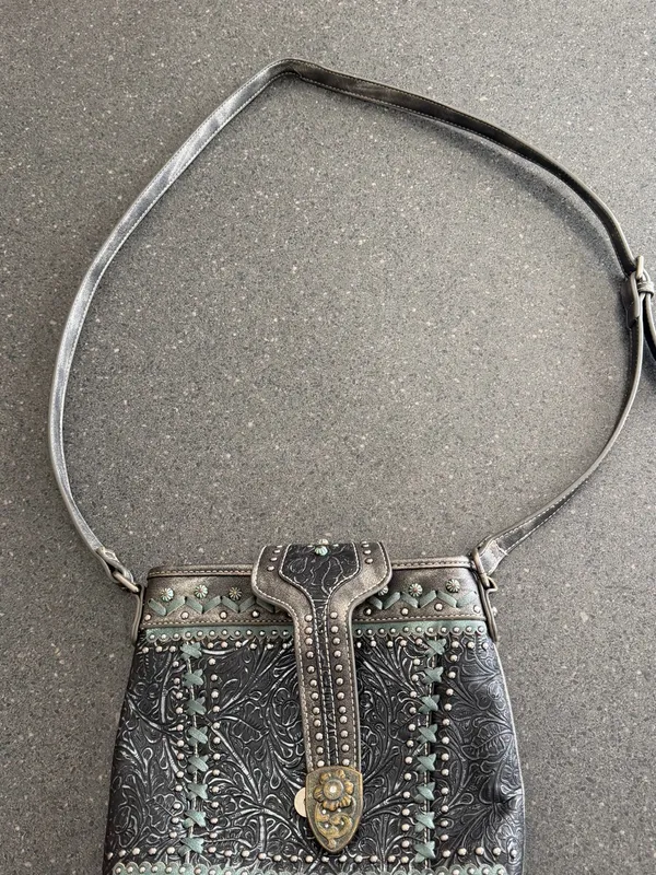 Montana West Studded Floral Tooled Western Crossbody Purse - Image 5