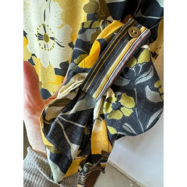 Anthropologie Blank‎ London Yellow Floral Button Front Hadley Tunic Dress XS - Image 10