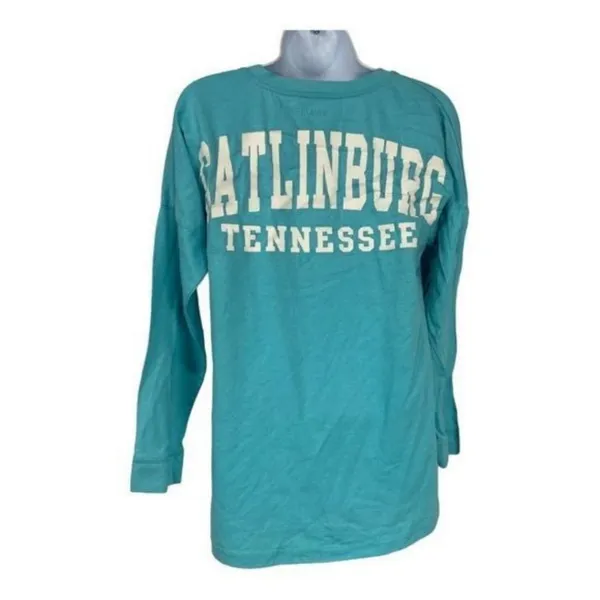 Sanjeev Gatlinburg Tennessee Long-Sleeve Unisex T-Shirt M Turquoise Cotton Blend - Image 3