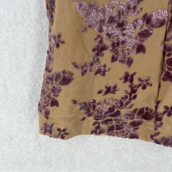GUIHUA Floral Burnout Velvet Half Zip Mock Neck‎ Sleeveless Top Fairy Feminine - Image 5