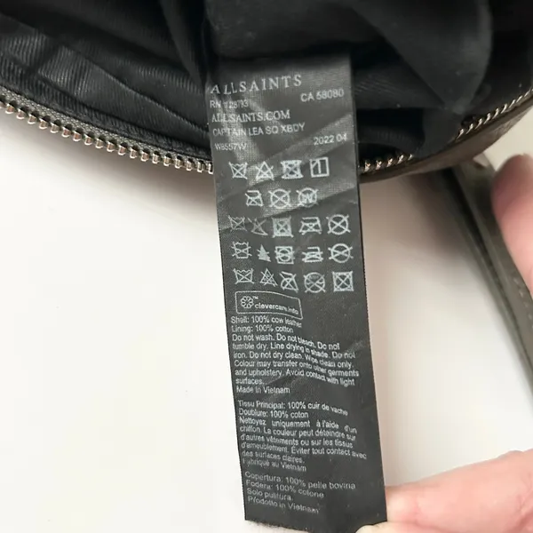 AllSaints Captain Crossbody Bag 100% Cow Leather Grey Small Adjustable Strap - Image 9