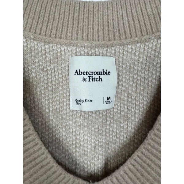 Abercrombie & Fitch Tan Houndstooth V-Neck Sweater Vest Womens Medium Preppy - Image 3