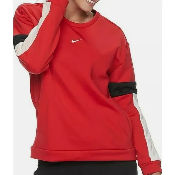 Nike Red Crewneck Sweatshirt Women Medium‎ Athletic Pullover Logo - Image 2