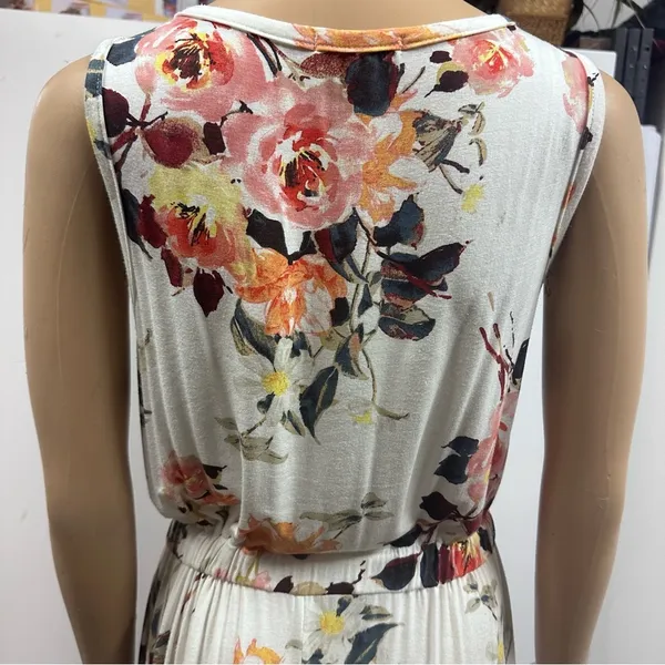 12 PM Mon Ami Feminine Floral Maxi Dress Chest Pocket and Tie Waist USA Medium - Image 11