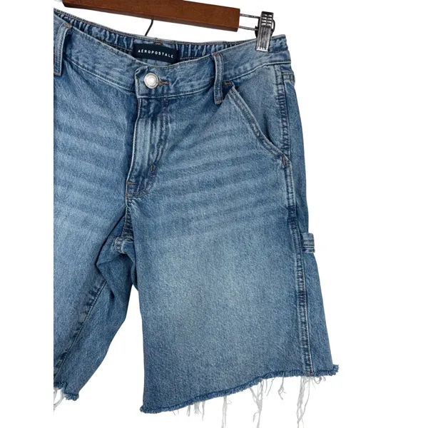 Aeropostale Baggy Jorts Women S Blue Denim Carpenter‎ Frayed Hem BMRIPK1 - Image 8