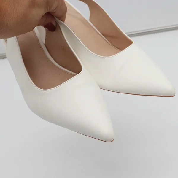 Unbranded Slingback Heels Womens 8 Pointed Toe White Block Heel Good - Image 9