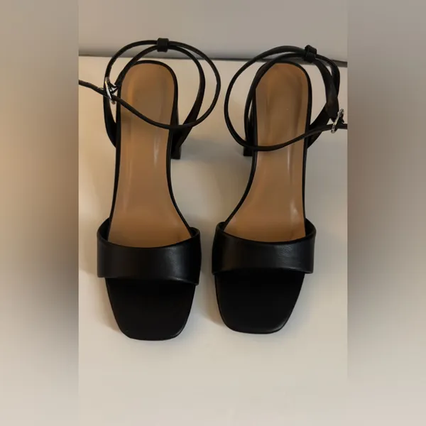 a new day Black Square-Toe Ankle-Strap Block Heels size 8/12 - Image 11