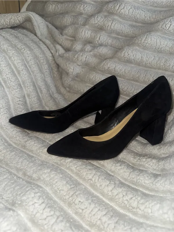 Marc Fisher Zala Black Suede Block Heel Pumps Size 6.5 - Image 4