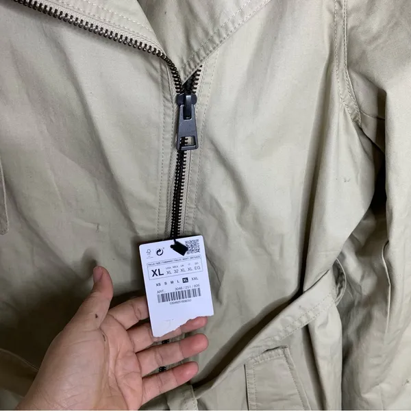 Zara tan‎ belted trench coat size XL women minimalist old money blogger favorite - Image 2