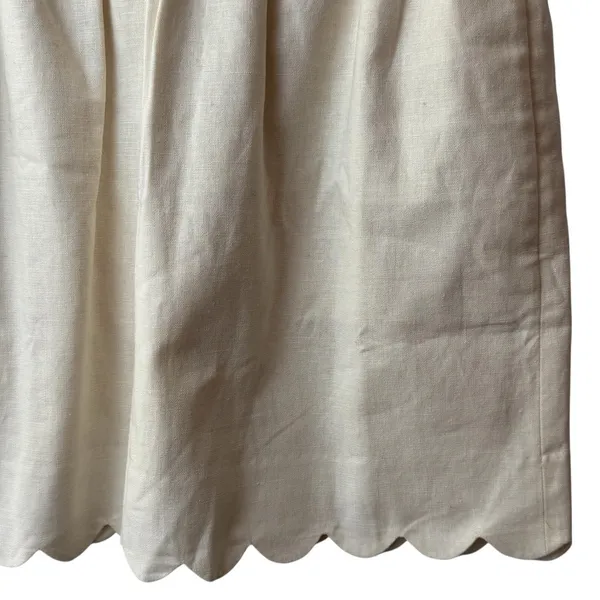 NEW J.‎ Crew Linen Blend Ivory Lined Scallop Hem Skirt Coastal Minimalist 4 - Image 4