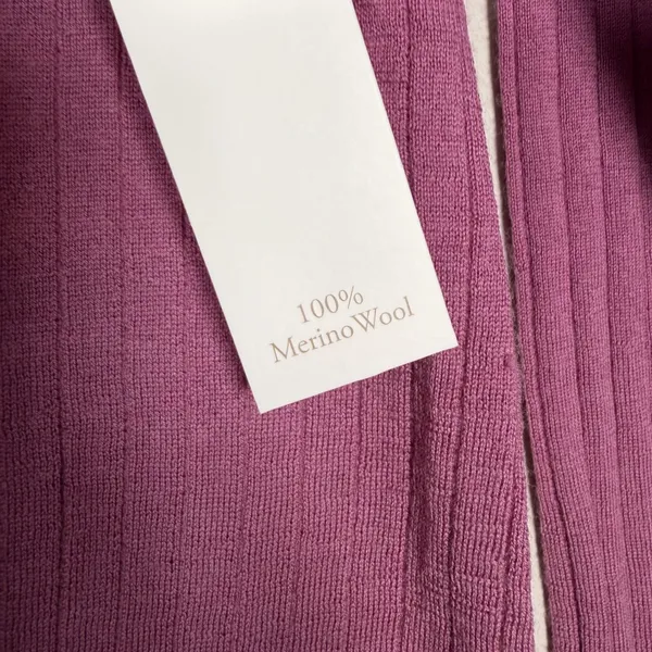 Abercrombie Fitch Merino Wool Ribbed Collared Button Up Top Blouse Purple Size S - Image 3
